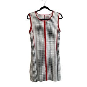 Kinona Golf Dress Size L White Black White Red Geometric Zip Pockets Activewear